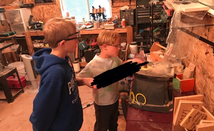 Day 591 – Thankful for Crafting a Top Secret Project with the Boys (& the Smell of&nbsp;Finish)